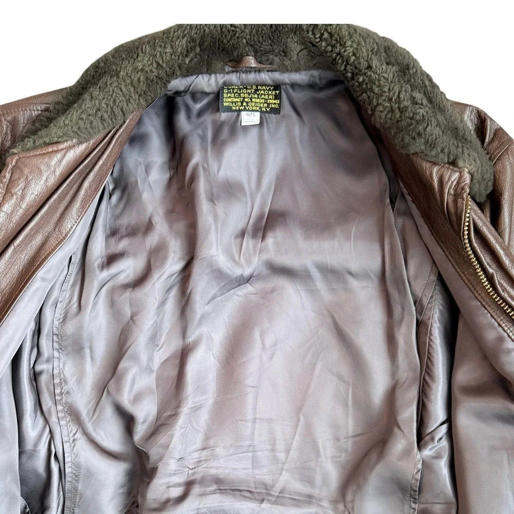 Vtg Vietnam Era Buaer US Navy G-1 Flight Jacket 55J14‎ Willis & Geiger 42L Talon